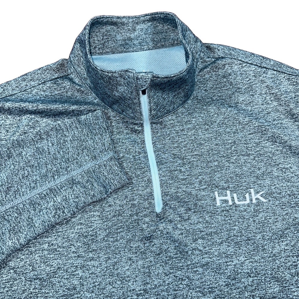 Huk Performance Men's 1/4 Zip Pullover Gray/Blue Size Medium Outdoors